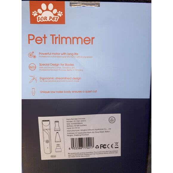 Dog Grooming, Pet Trimmer, 4in1, Low Noise, Nail Grinder, Wireless, Rechargeable - Picture 3 of 7